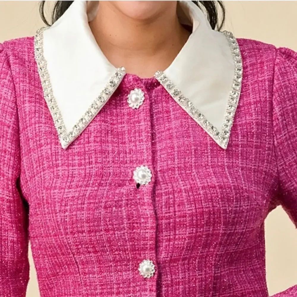 Magenta Tweed dress - Picture 3 of 16